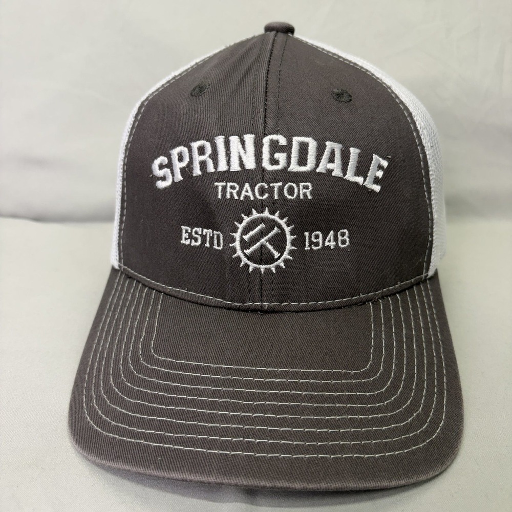 Outdoor Cap Trucker Hat Springdale Tractor Mens OSFM Gray White Snapback